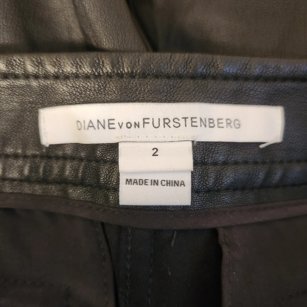 Diane Von Furstenberg Lamb leather Warrior Pants NWOT size 2